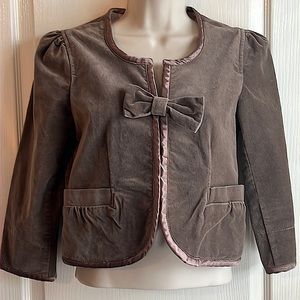 Brown Velvet 3/4 Sleeve Sanctuary Anthropologie Partially Lined Jacket